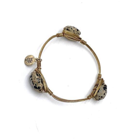 Bourbon and Boweties Bracelet Bangle 7.25”Dalmatian Jasper - Picture 4 of 4